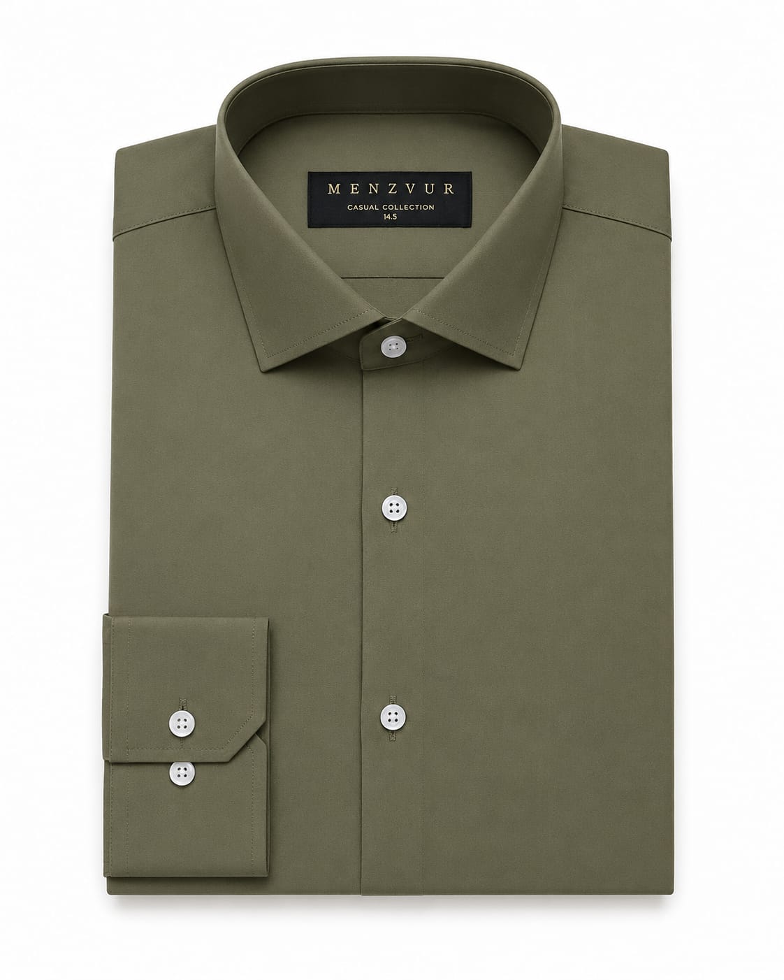 Plain Olive Green Formal Shirt