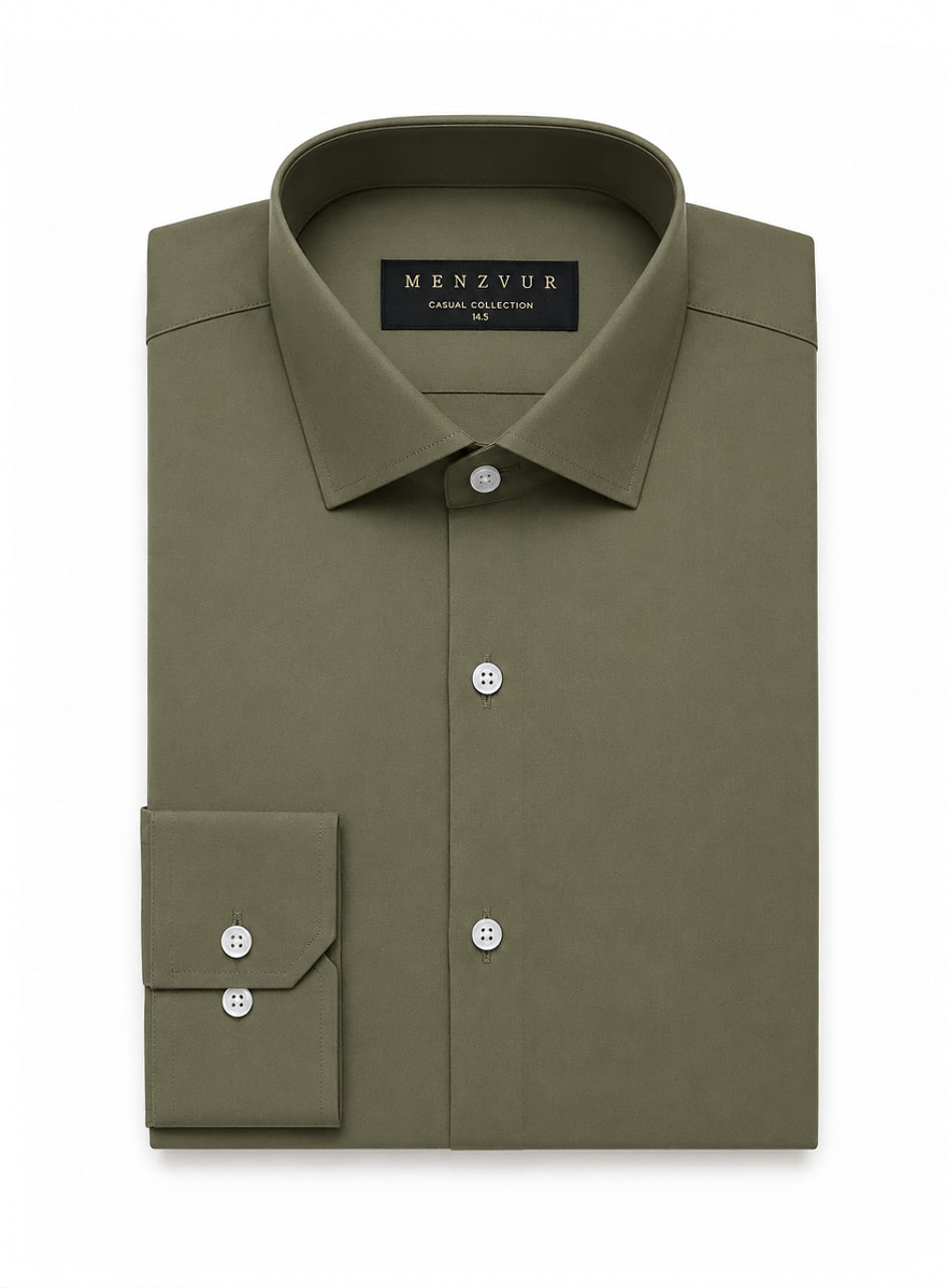 Plain Olive Green Formal Shirt