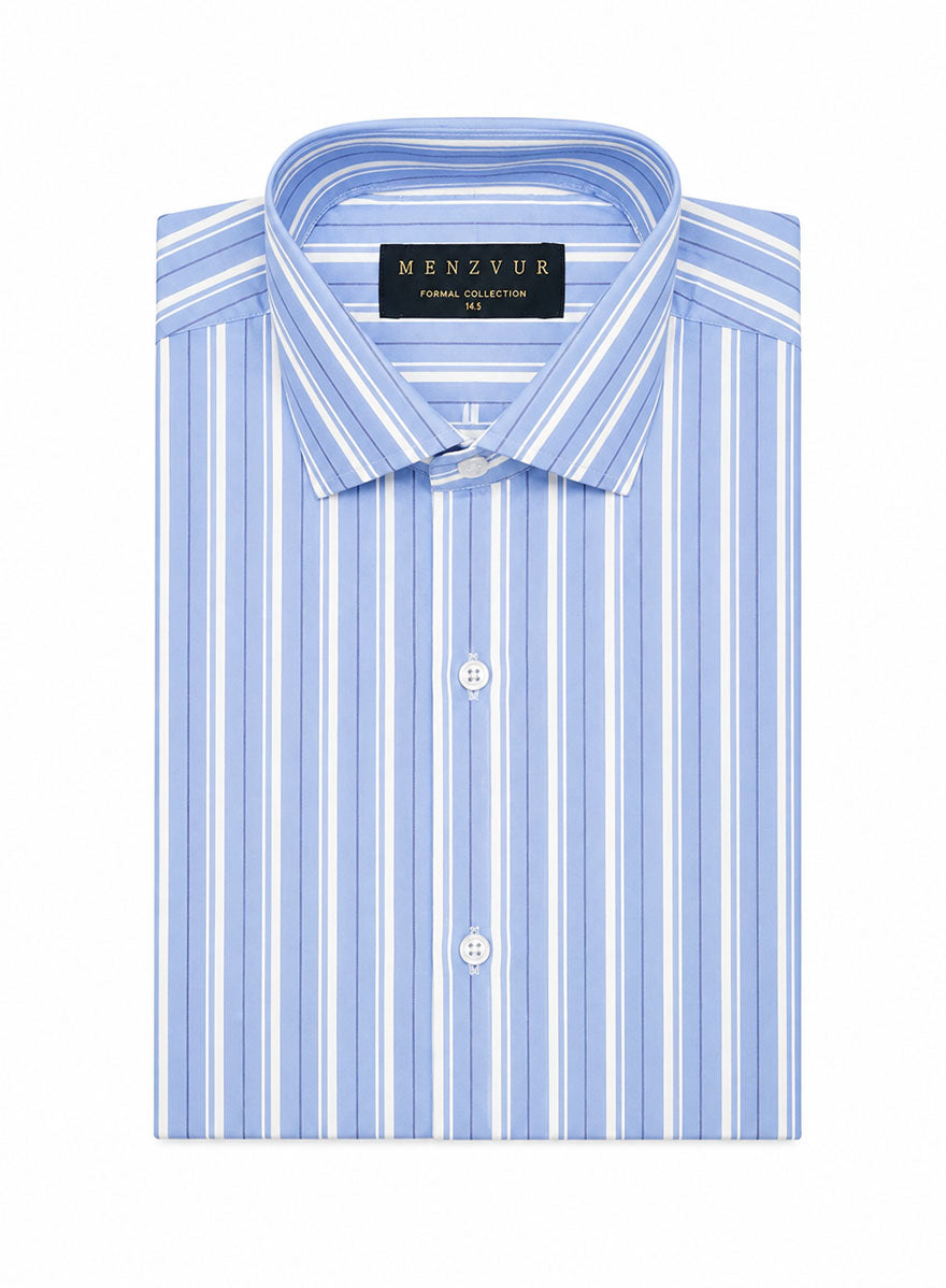 Sky Blue Striped Formal Shirt
